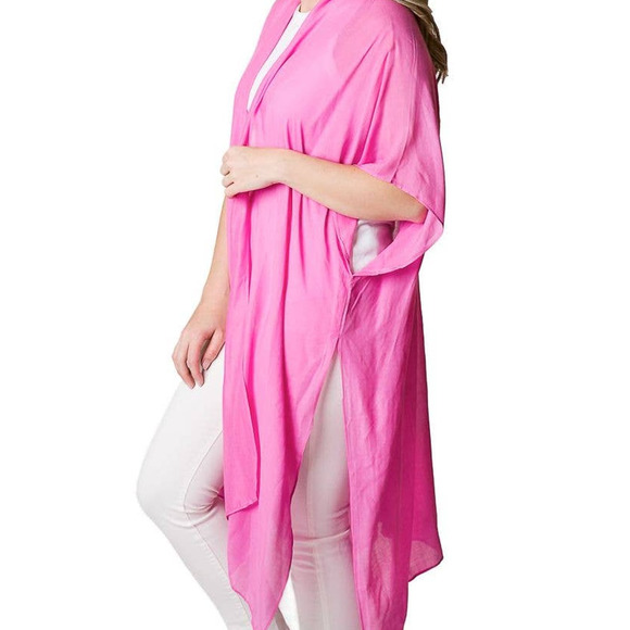 Top It Off Accessories - Kari Lightweight Kimono Wrap Shawl Hot Pink